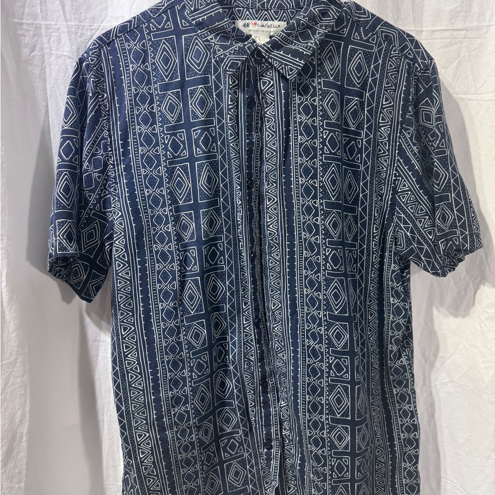 Men's Blue Patterned Shirt